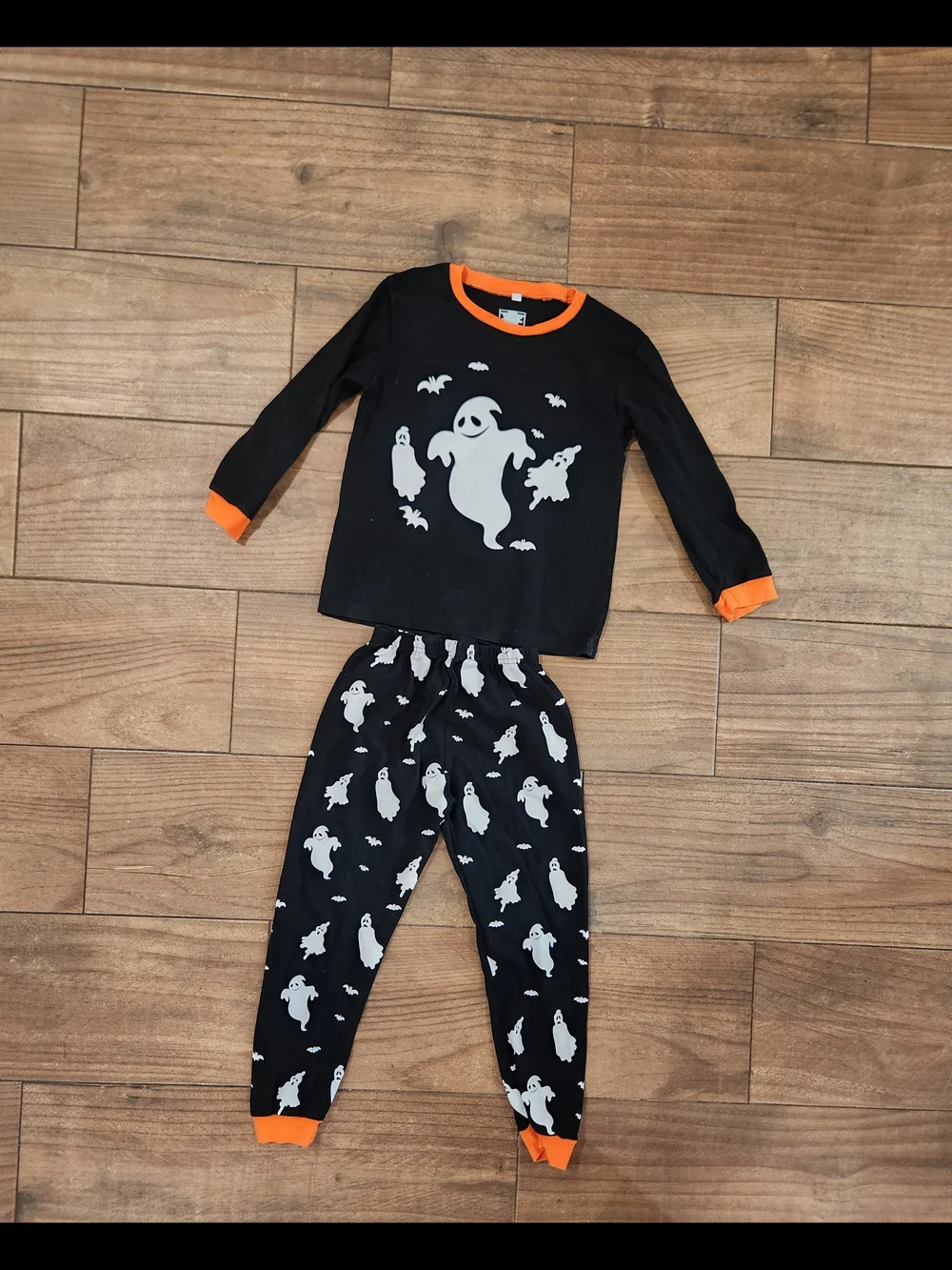 Kids ghost pajama set Kids Black & Orange Ghost Pajama SetUnisex Size 7